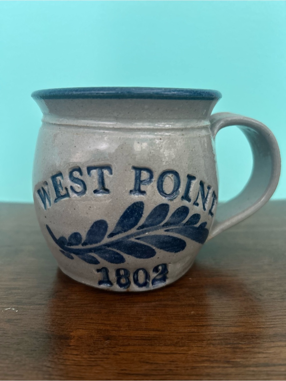 West Point 1802 Pottery Coffee Mug Salt Glazed Stoneware Signed & HTF